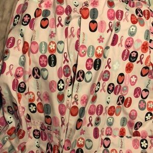 Breast cancer scrub lab coat